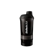 BioTechUSA Keverőpalack Biotech Wave Shaker 600ml (200ml+150ml) fekete-füst