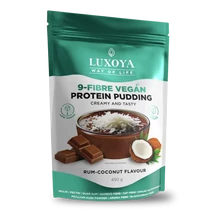 Luxoya 9-Fiber Vegan Protein Pudding Creamy And Tasty 450g DOY - Rum-Coconut Flavour