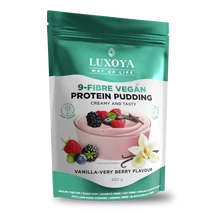 Luxoya 9-Fiber Vegan Protein Pudding Creamy And Tasty 450g DOY - Vanilla-Very Berry Flavour