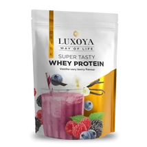 Luxoya Whey Protein Vanília-erdei gyümölcs ízű fehérje italpor 450g zacskós