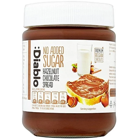 Diablo No Added Sugar Hazelnut Chocolate Spread (hozzáadott cukor nélkül készül csokoládé krém) 350 g