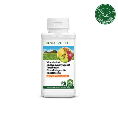 Amway Vitaminokat és ásványi anyagokat tartalmazó gyümölcsízű étrend-kiegészítő rágótabletta NUTRILITE 120 tabletta