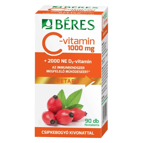 Béres C Vitamin 1000mg Csipkebogyó D3 Vitamin 2000ne Retard Filmtabletta 90x