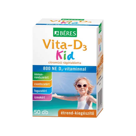 Béres Vita-D3 Kid 800ne Étrendkiegészítő Rágótabletta 50x