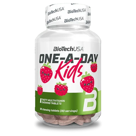 BioTechUSA One A Day Kids eper-málna 90 rágótabletta