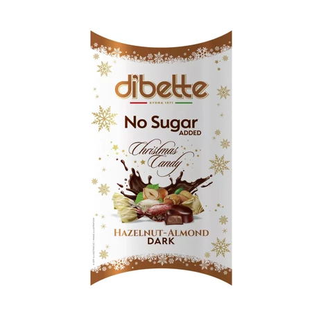 Dibette töltött étcsokoládé szaloncukor édesítőszerrel (mogyoró ízű krém, mandulaízű krém) 250 g