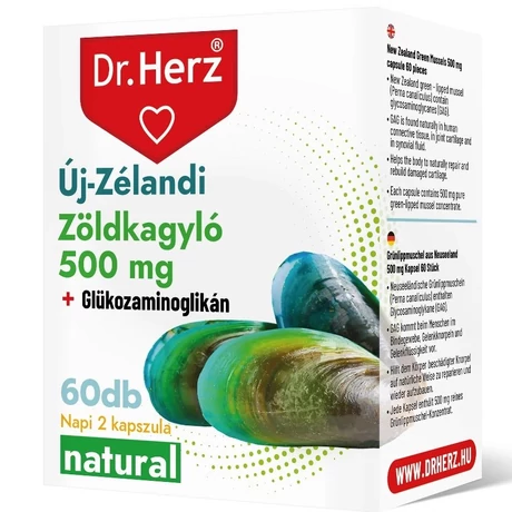 DR Herz Zöldkagyló Kivonat 500mg 60 db kapszula doboz