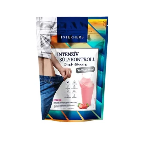 Interherb Intenzív SÚLYKONTROLL Eperízű Diet Shake kollagénnel 528g