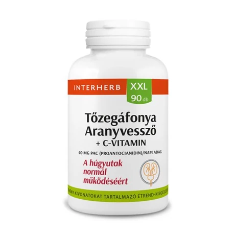 Interherb XXL 90 db Tőzegáfonya&Aranyvessző+C-vitamin kapszula