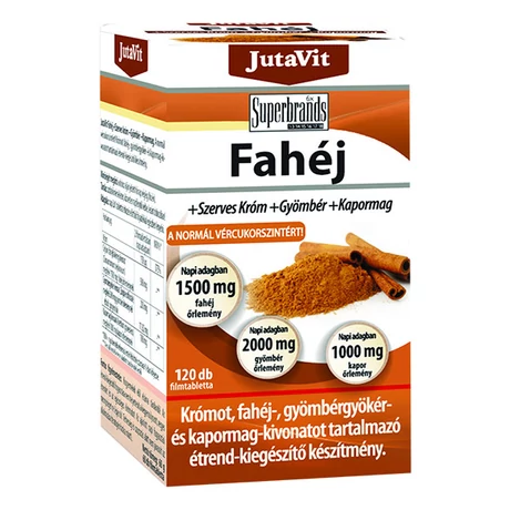 JutaVit Fahéj+ Króm+Gyömbér+Kapormag filmtabletta 120 db