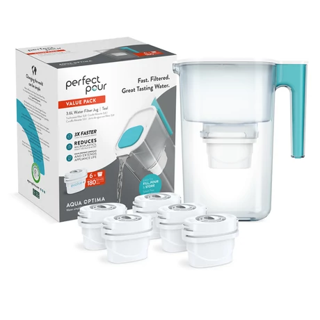 Aqua Optima Perfect Pour 3.6L-es türkiz kancsó 6 db Evolve szűrőbetéttel