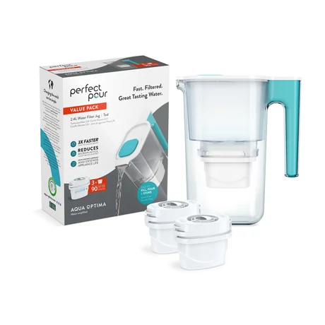 Aqua Optima Perfect Pour 2.4L-es türkiz kancsó 3 db Evolve szűrőbetéttel
