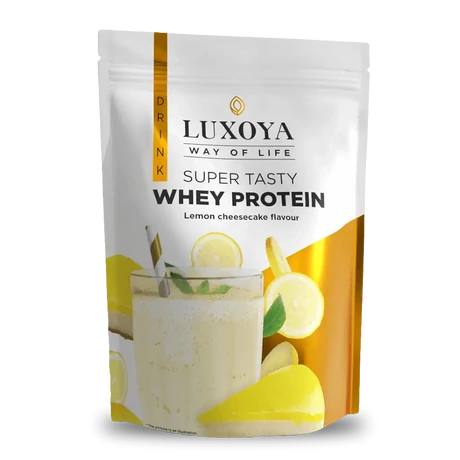 Luxoya Whey Protein Citromos sajttorta ízű fehérje italpor 450g zacskós