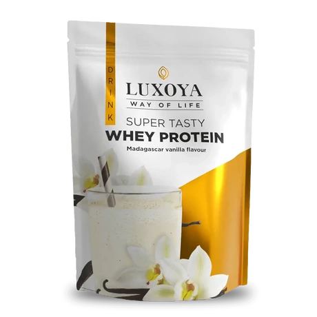 Luxoya Whey Protein Madagaszkári vanília ízű fehérje italpor 450g zacskós