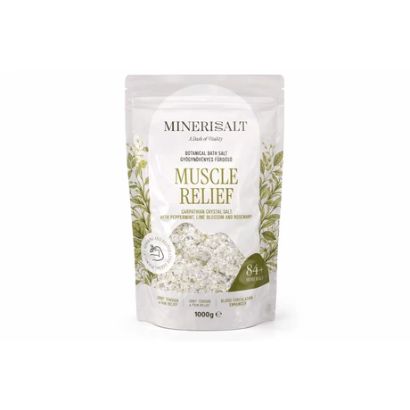 Minerisalt gyógynövényes fürdősó 1000 gramm MUSCLE RELIEF – Az ősi óceán ereje a fáradt izmok enyhítésére