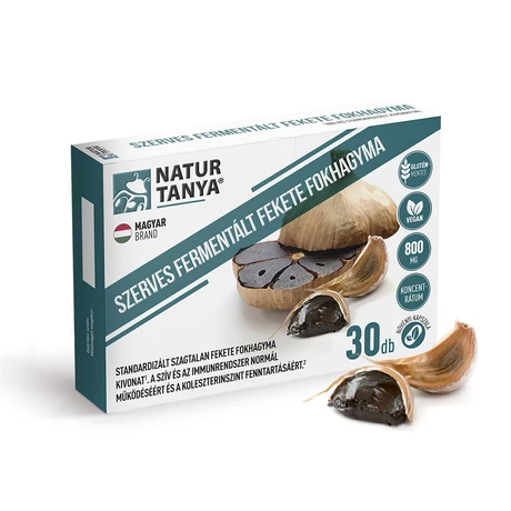 Natur Tanya® Fermentált Fekete Fokhagyma 800 mg - szagtalan, standardizált S-allil-cisztein