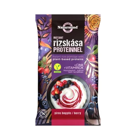 Naturmind proteines gm. instant rizskása piros bogyós 44g