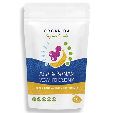 Organiqa Superfoods Bio Vegán acai-banán fehérje 200g