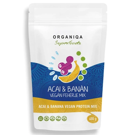 Organiqa Superfoods Bio Vegán acai-banán fehérje 400g