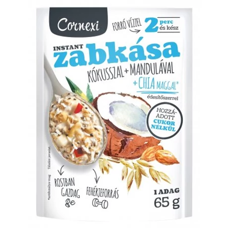 Cornexi  Kókuszos-Mandulás-Chia magos Zabkása 65g hozzáadott cukor nélkül