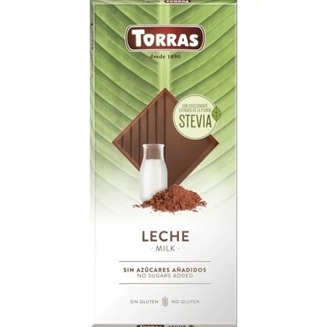 Torras Stevia Tejcsokoládé hozzáadott cukor nélkül, édesítőszerrel 100 g