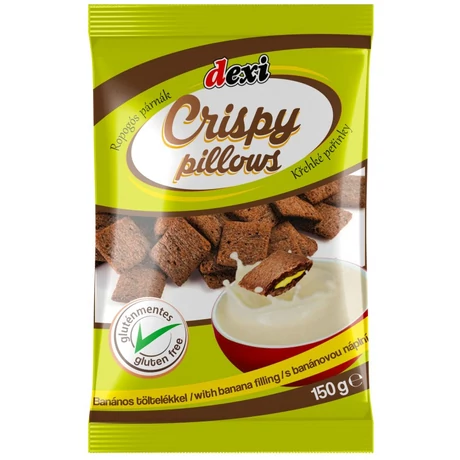 Dexi Crispy pillows banana, banán ízesítésű párnák 150 g