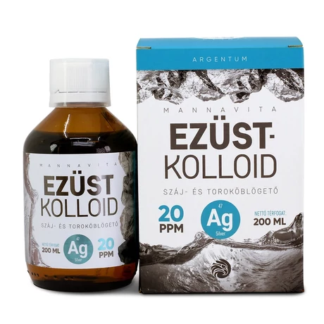 Mannavita Ezüstkolloid 20ppm, 200ml-DOBOZOS+50ml pumpás üveg